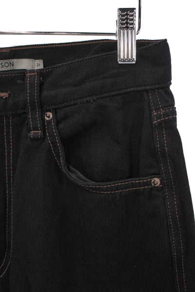 Hudson Women Wide-Leg Jeans Black High Rise 30in Inseam 100% Cotton Size 24