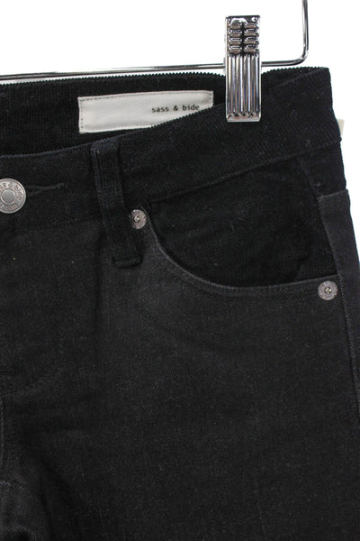 Sass & Bide Womens Black Skinny Jeans Mid-Rise Button Inseam 26 Size 25