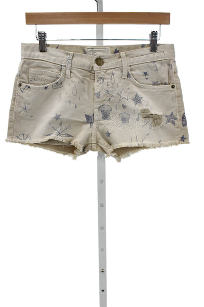 Current/Elliott Women Boyfriend Beige Graphic Cotton Shorts Size 23