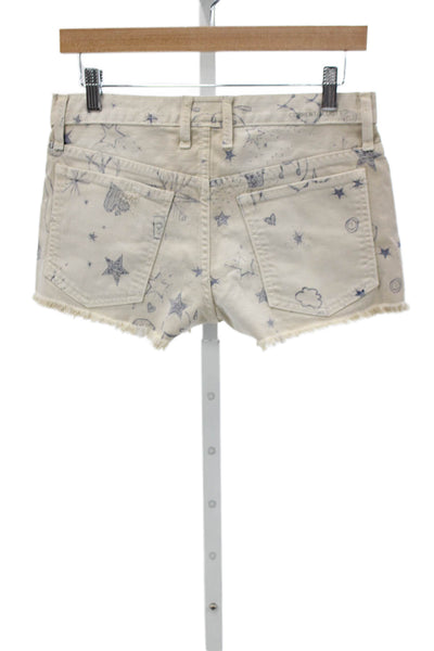 Current/Elliott Women Boyfriend Beige Graphic Cotton Shorts Size 23