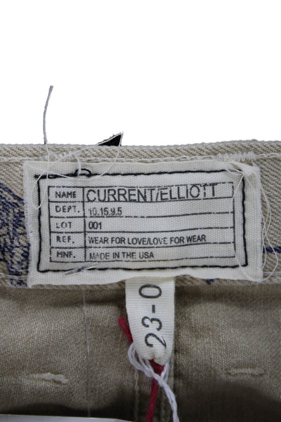 Current/Elliott Women Boyfriend Beige Graphic Cotton Shorts Size 23