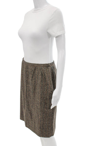 Barneys New York Women's Long Sleeves Two Piece Skirt Suit Brown Stripes Size 42