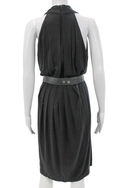 Robert Rodriguez Women Knee Length Gray Spandex V-Neck Sleeveless Dress Size S