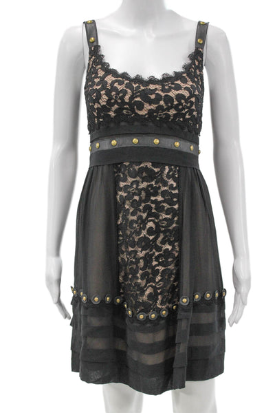 Temperley London Womens Mini Black Silk Scoop Neck Sleeveless Dress Size 2