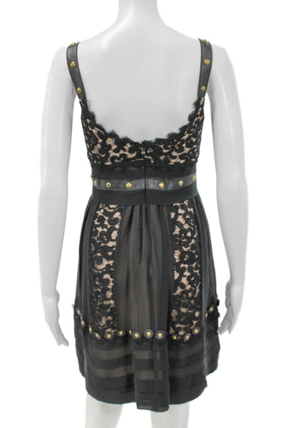 Temperley London Womens Mini Black Silk Scoop Neck Sleeveless Dress Size 2