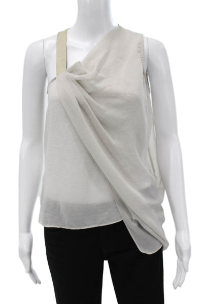 Helmut Lang Womens Sleeveless Blouse Gray Polyester Round Neck Size PP