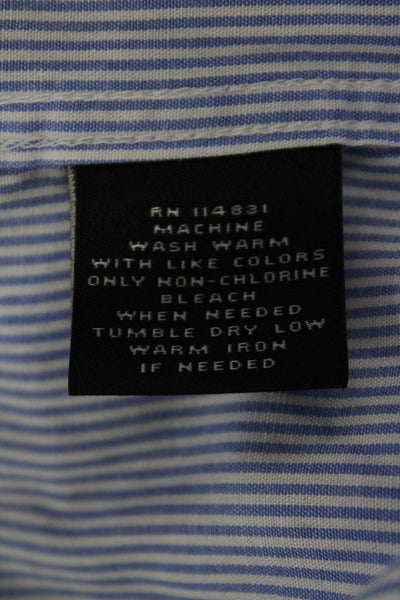 Nicole Miller Mens Button Down Shirt Blue Striped Cotton Long Sleeve Size L
