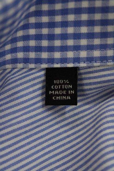 Nicole Miller Mens Button Down Shirt Blue Striped Cotton Long Sleeve Size L