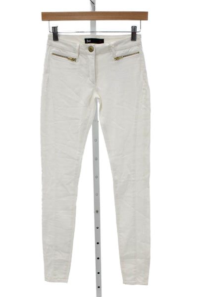 3x1 NYC Women Skinny White Cotton Jeans Button 26in Inseam Size 24