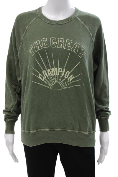 The Great Unisex Adults Pullover Sweatshirt Green Crew Neck Size 0