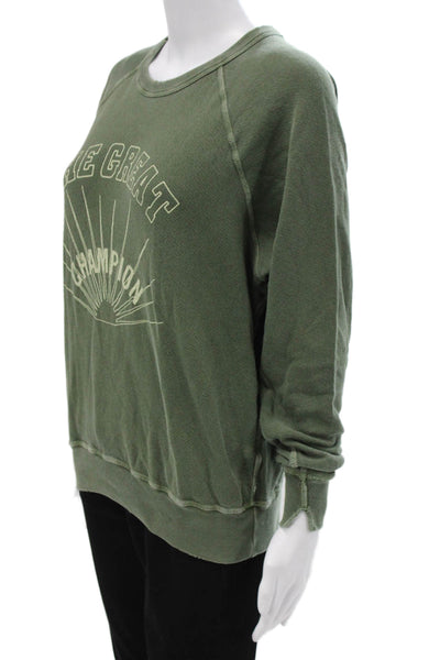 The Great Unisex Adults Pullover Sweatshirt Green Crew Neck Size 0
