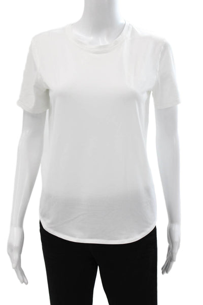 Lululemon Women White Basic Crew Neck Short Sleeve Polyester T-Shirt Size 4