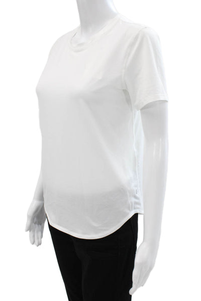 Lululemon Women White Basic Crew Neck Short Sleeve Polyester T-Shirt Size 4