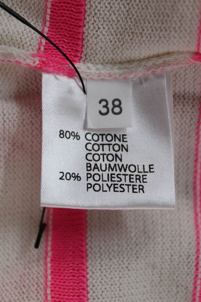 Nude Womens White Striped Cotton Blend Crew Neck Long Sleeve Pullover Size 38