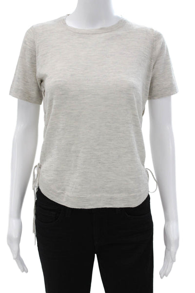 Autumn Cashmere Womens Gray Short Sleeve Cashmere Crew Neck T Shirt Size S