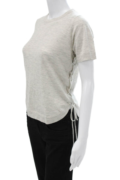 Autumn Cashmere Womens Gray Short Sleeve Cashmere Crew Neck T Shirt Size S