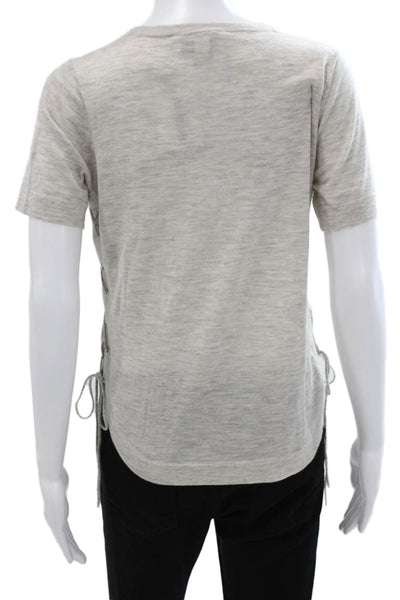 Autumn Cashmere Womens Gray Short Sleeve Cashmere Crew Neck T Shirt Size S