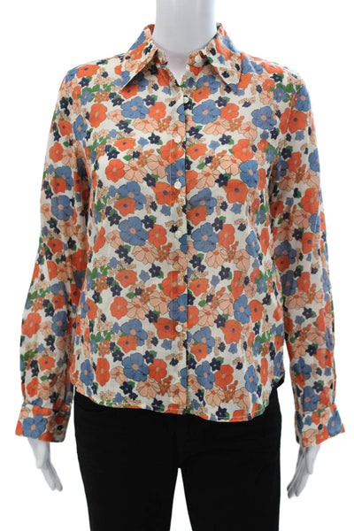 Birds of Paradis Womens Floral Cotton Long Sleeve Blouse Size XS
