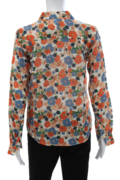 Birds of Paradis Womens Floral Cotton Long Sleeve Blouse Size XS