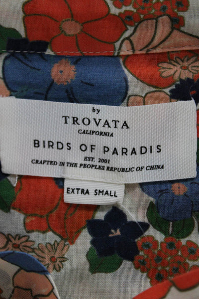 Birds of Paradis Womens Floral Cotton Long Sleeve Blouse Size XS