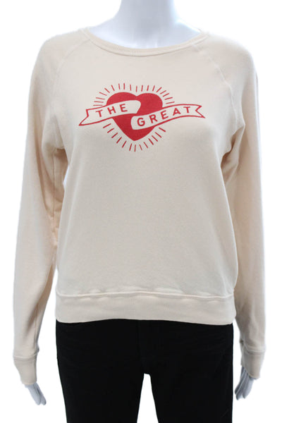 The Great Unisex Adults Sweatshirt Beige Cotton Heart Graphic Size 0