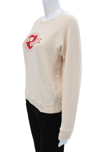 The Great Unisex Adults Sweatshirt Beige Cotton Heart Graphic Size 0