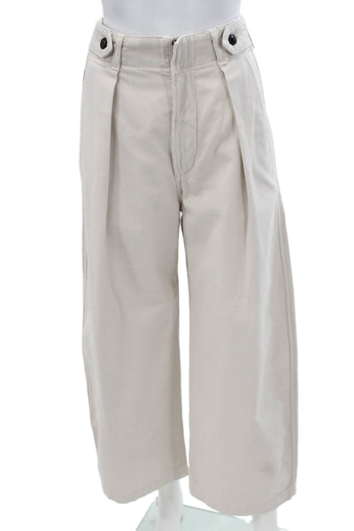 Citizens of Humanity Women Cropped Beige Cotton Pants Zip Solid Fall Size 25