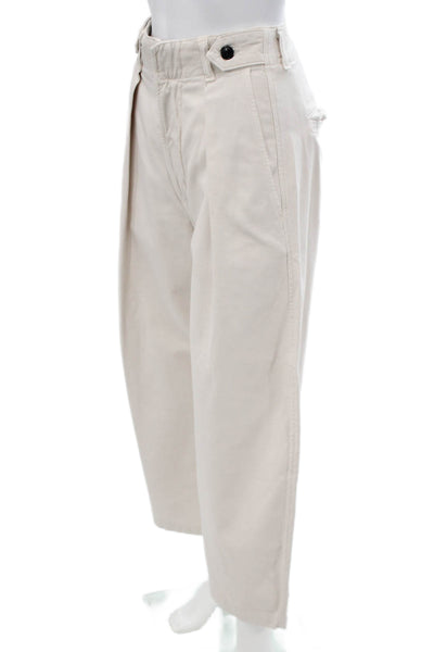 Citizens of Humanity Women Cropped Beige Cotton Pants Zip Solid Fall Size 25