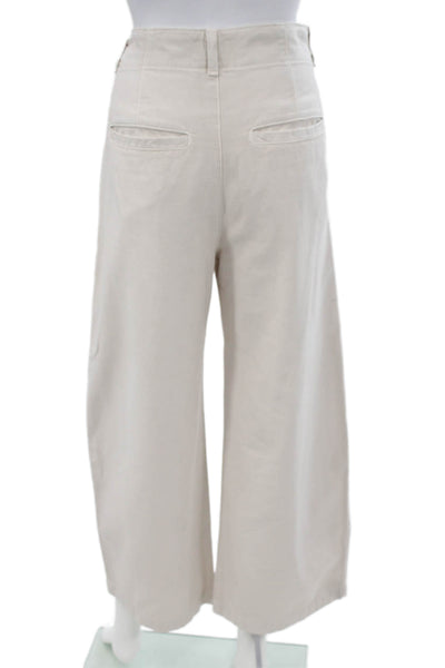 Citizens of Humanity Women Cropped Beige Cotton Pants Zip Solid Fall Size 25