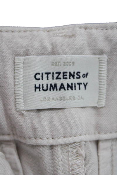 Citizens of Humanity Women Cropped Beige Cotton Pants Zip Solid Fall Size 25
