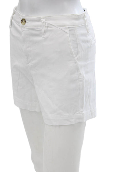 AG Adriano Goldschmied Women Chino Shorts White Cotton Button Size 25
