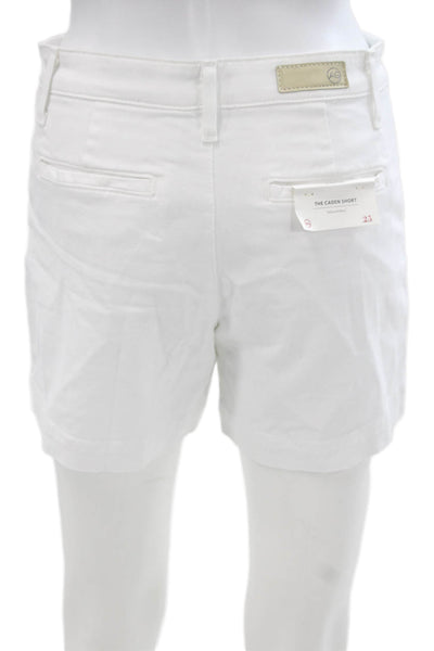 AG Adriano Goldschmied Women Chino Shorts White Cotton Button Size 25