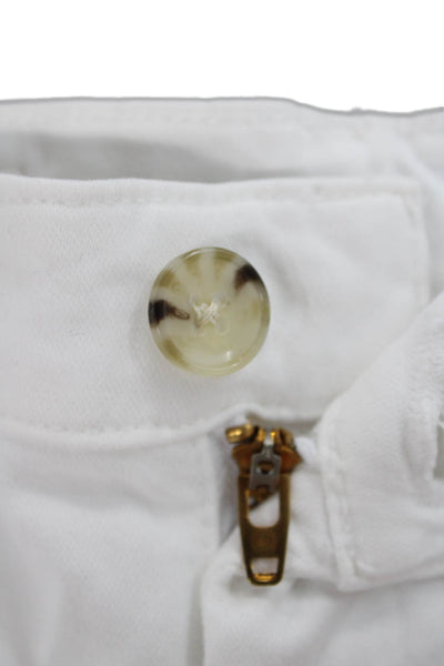 AG Adriano Goldschmied Women Chino Shorts White Cotton Button Size 25