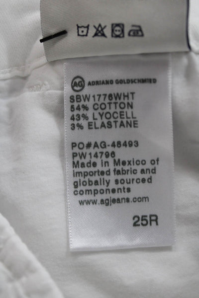 AG Adriano Goldschmied Women Chino Shorts White Cotton Button Size 25