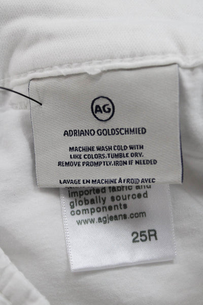 AG Adriano Goldschmied Women Chino Shorts White Cotton Button Size 25
