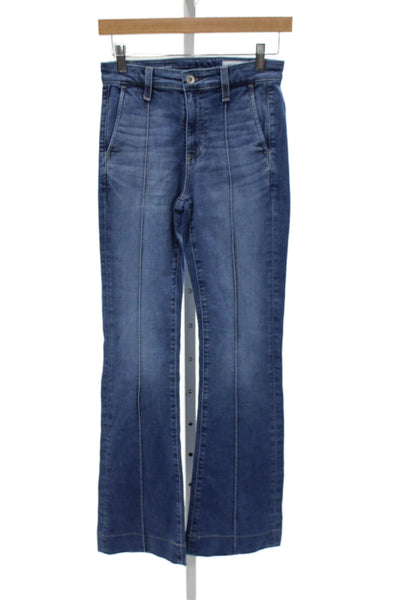 AG Adriano Goldschmied Women Flared Jeans Blue Cotton Mid Rise Button Size 24