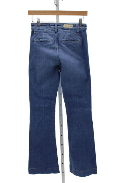 AG Adriano Goldschmied Women Flared Jeans Blue Cotton Mid Rise Button Size 24