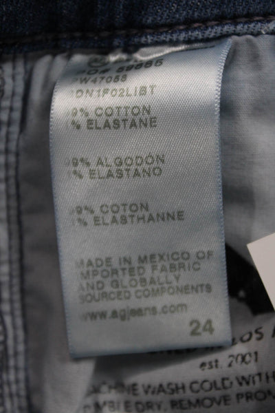AG Adriano Goldschmied Women Flared Jeans Blue Cotton Mid Rise Button Size 24