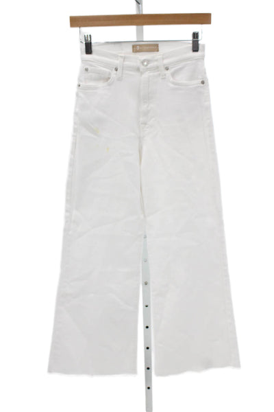 7 For All Mankind Women Wide-Leg Cotton White Jeans High Rise Size 24