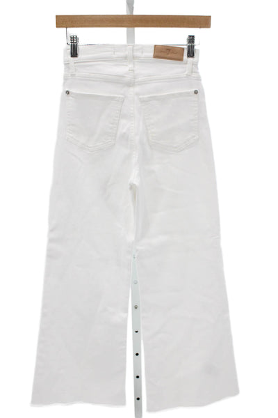 7 For All Mankind Women Wide-Leg Cotton White Jeans High Rise Size 24