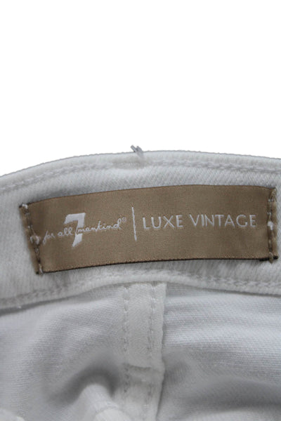 7 For All Mankind Women Wide-Leg Cotton White Jeans High Rise Size 24
