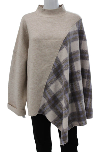 Pilcro Anthropologie Womens Tunic Sweater Beige Plaid Size One Size