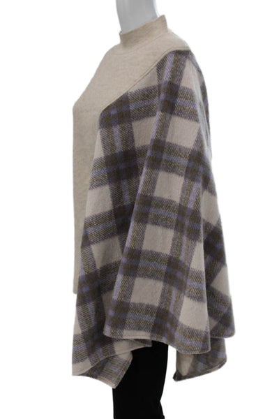 Pilcro Anthropologie Womens Tunic Sweater Beige Plaid Size One Size