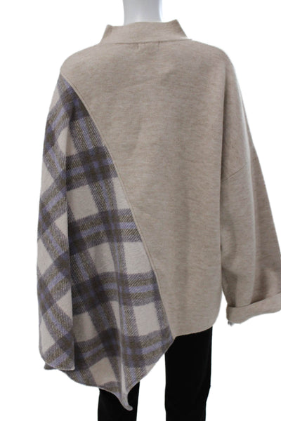 Pilcro Anthropologie Womens Tunic Sweater Beige Plaid Size One Size