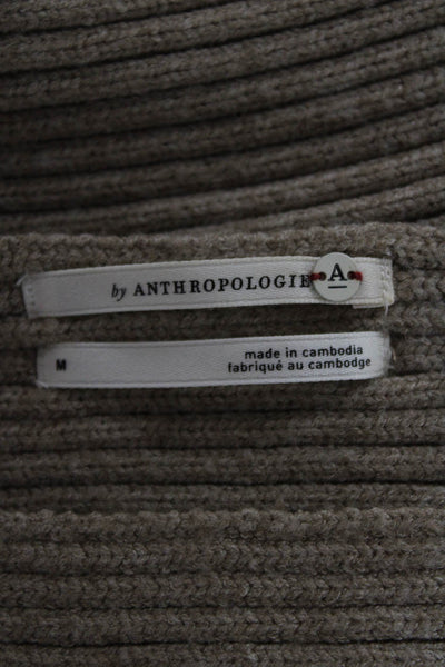 Anthropologie Women Boat Neck Striped Pullover Sweater Beige Long Sleeve Size M