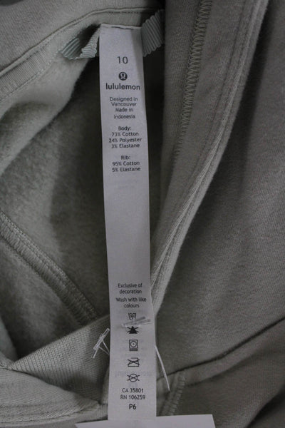 Lululemon Unisex Pullover Hoodie Green Cotton Crewneck Long Sleeve Size 10