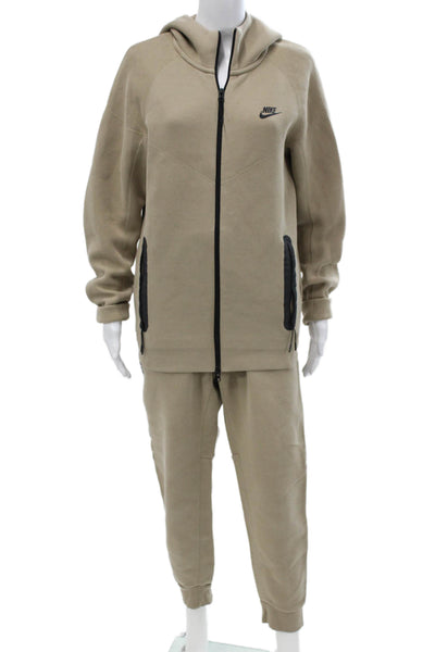 Nike Unisex Adults Sweatsuit Beige Zip High Neck Long Sleeve Size S