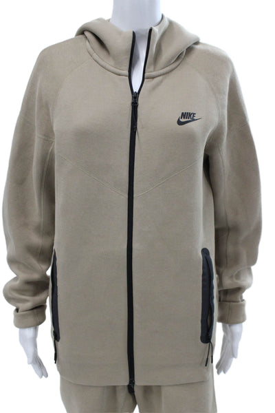 Nike Unisex Adults Sweatsuit Beige Zip High Neck Long Sleeve Size S