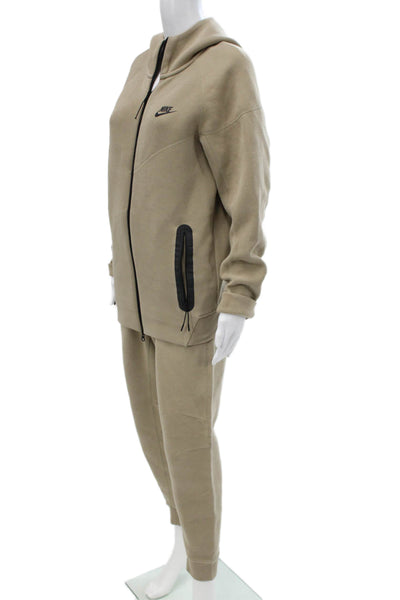 Nike Unisex Adults Sweatsuit Beige Zip High Neck Long Sleeve Size S