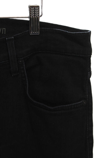 7 For All Mankind Mens Skinny Jeans Black Cotton Button Inseam 32 Size 36